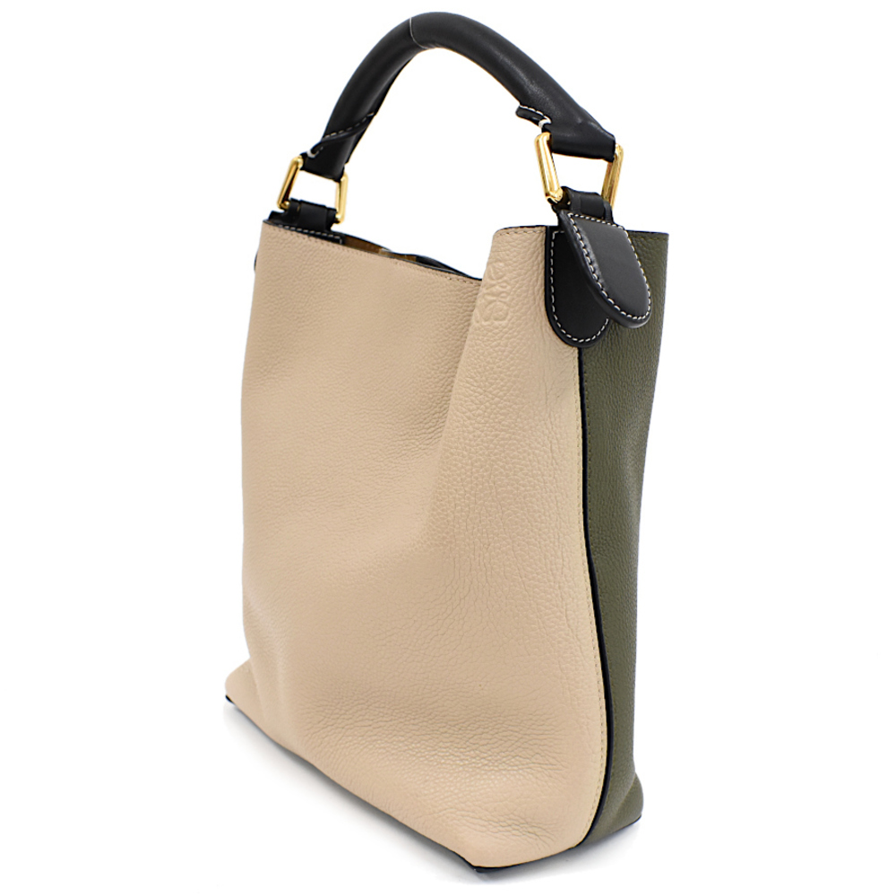 Loewe T-Bucket Leather Block Bicolor Black Moss Sand Green